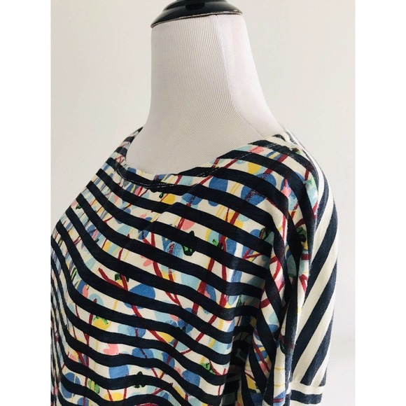 J Crew | Michael De Feo Striped T-shirt Size S Blue Floral Crewneck Long Sleeves - Picture 10 of 11